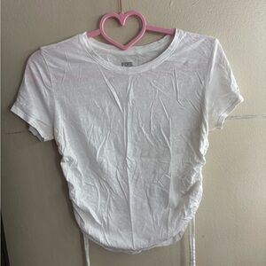 Victoria's Secret PINK White Ruched Short Sleeve Tee